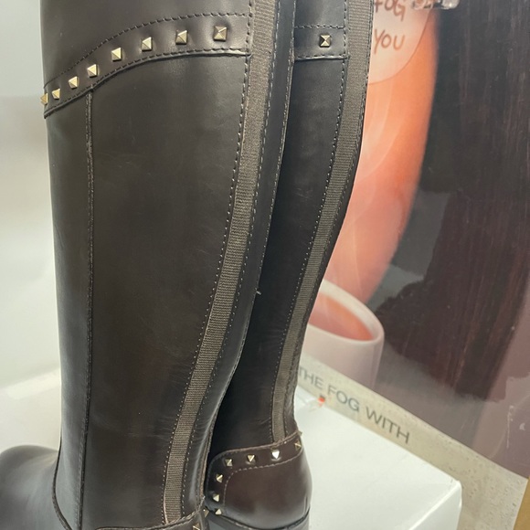 BNIB Marc Fisher Secalm Studded Riding Boots Dk Brown - Picture 4 of 12
